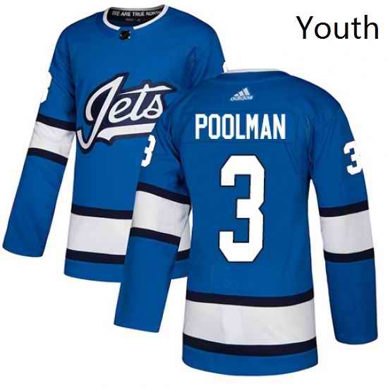 Youth Adidas Winnipeg Jets 3 Tucker Poolman Authentic Blue Alternate NHL Jersey
